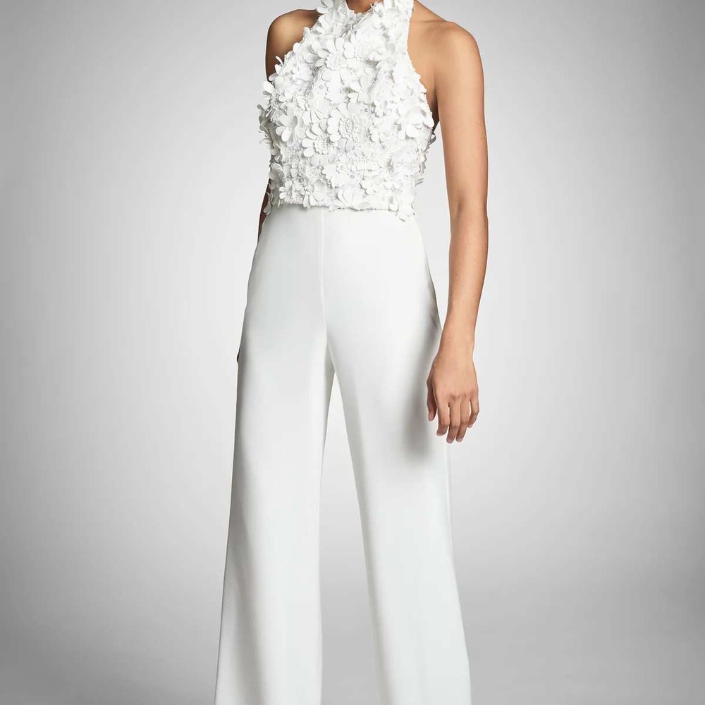 Sachin & Babi Rowen Pant Women 10 Ivy White Wide Leg High Rise Crepe F221B30-103